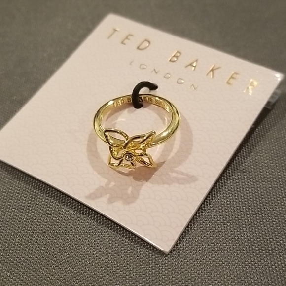 💕TED BAKER💕 Gold Mini Crystal Breeze Ring (S/M) NWT - Picture 7 of 8